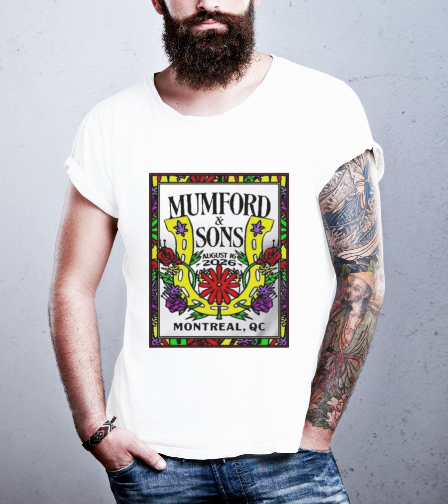 Mumford & Sons August 16 2026 Montreal QC Floral Horseshoe T-Shirt