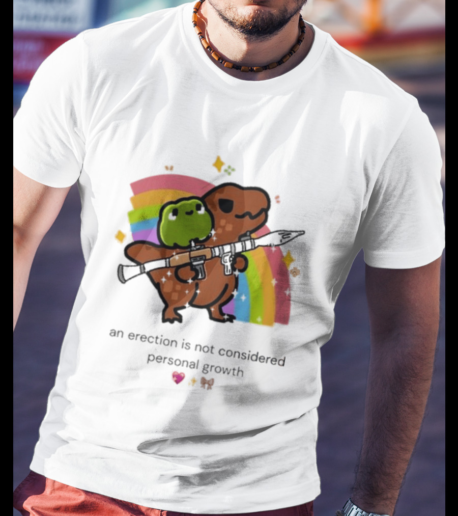 Original Rex Rocket An Erection Is Not Considered Personal Growth Rainbow Dinosaur Frog T-Shirt