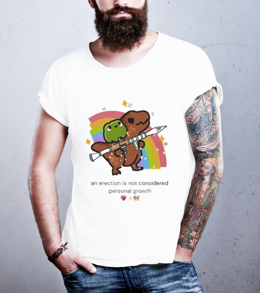 Original Rex Rocket An Erection Is Not Considered Personal Growth Rainbow Dinosaur Frog T-Shirt