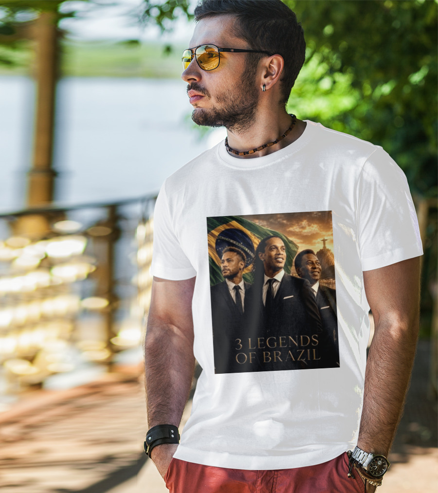 3 Legends Of Brazil Pelé Ronaldinho Neymar Brazilian Heritage T-Shirt