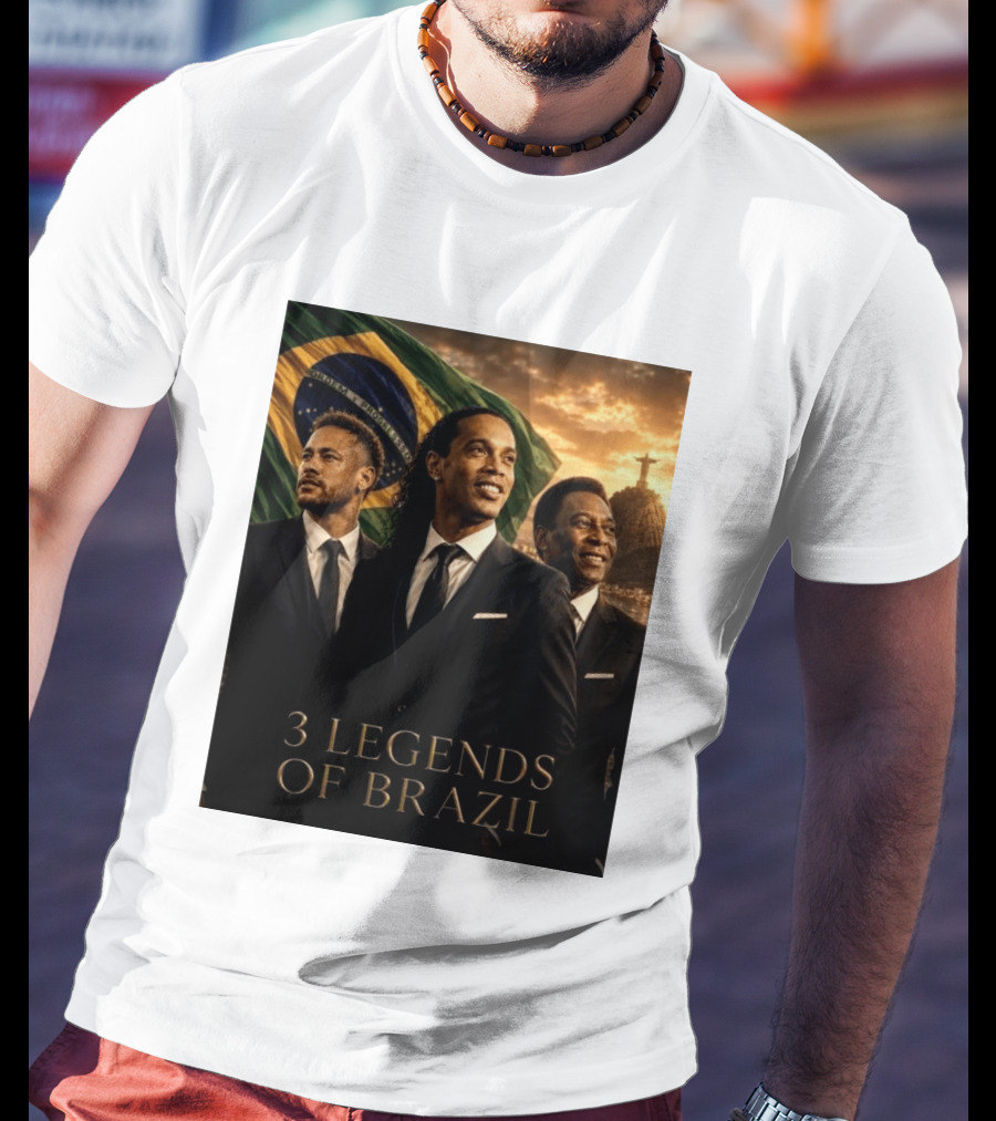 3 Legends Of Brazil Pelé Ronaldinho Neymar Brazilian Heritage T-Shirt