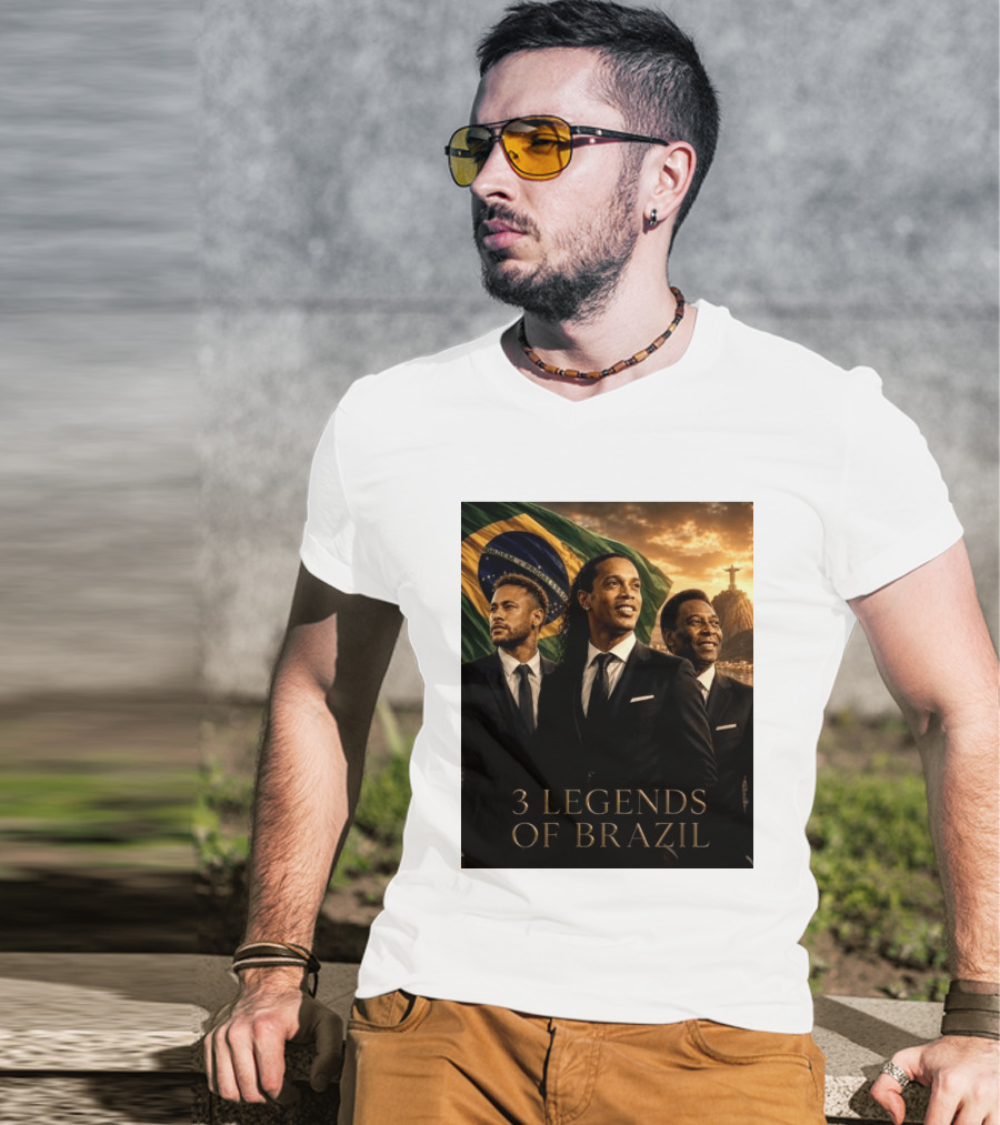 3 Legends Of Brazil Pelé Ronaldinho Neymar Brazilian Heritage T-Shirt