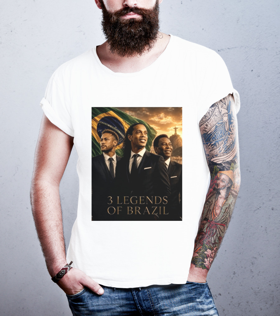 3 Legends Of Brazil Pelé Ronaldinho Neymar Brazilian Heritage T-Shirt