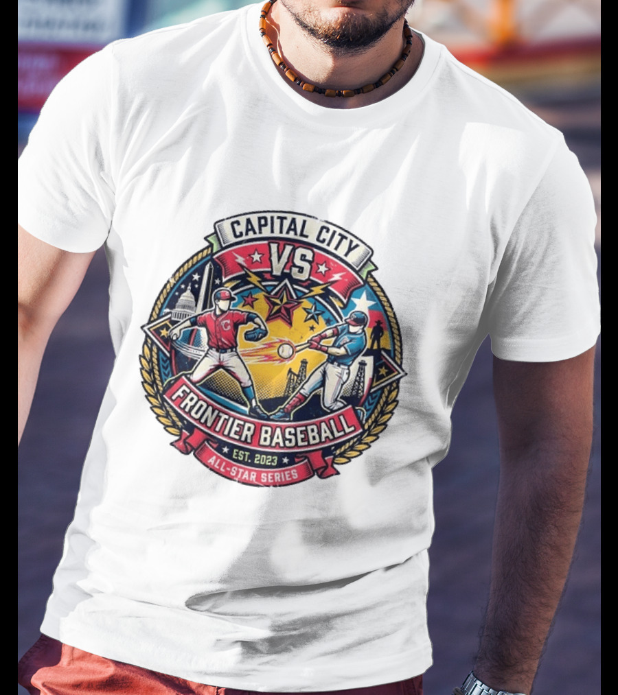 Capital City Vs Frontier Baseball All Star Series 2023 Vintage Emblem With Capitol And Frontier Iconography T-Shirt
