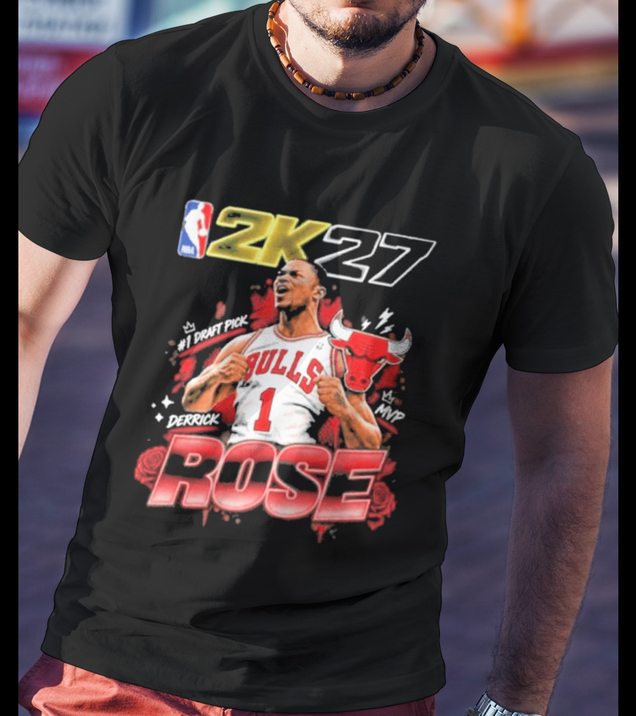 NBA 2K27 MVP Derrick Rose Bulls #1 Highlight T-Shirt