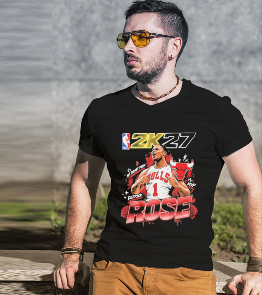 NBA 2K27 MVP Derrick Rose Bulls #1 Highlight T-Shirt
