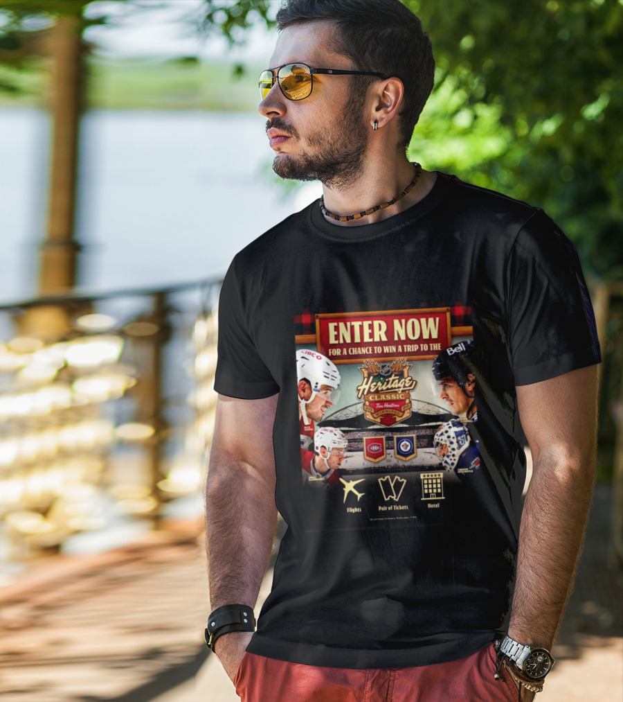 2026 NHL Heritage Classic Tim Hortons Winnipeg Enter Now For Chance To Win Trip Montreal Canadiens Vs Winnipeg Jets T-Shirt