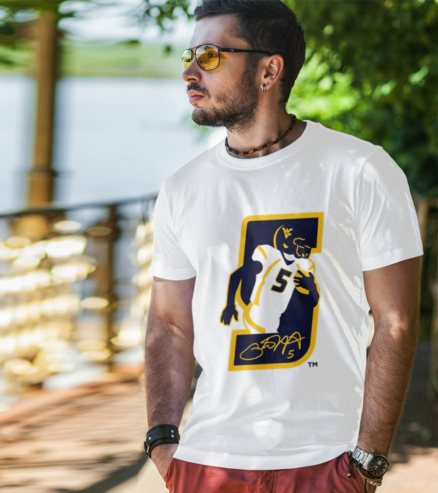 WVU Number 5 Pat White Signature Retirement T-Shirt