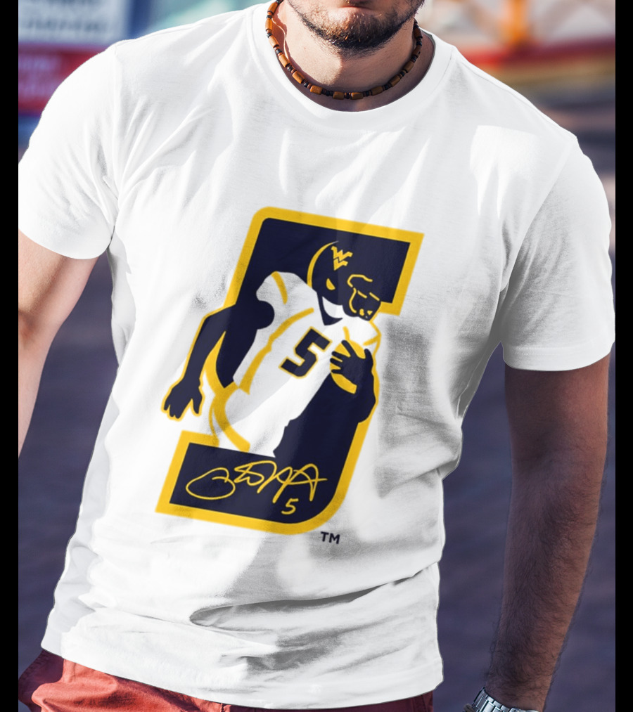 WVU Number 5 Pat White Signature Retirement T-Shirt