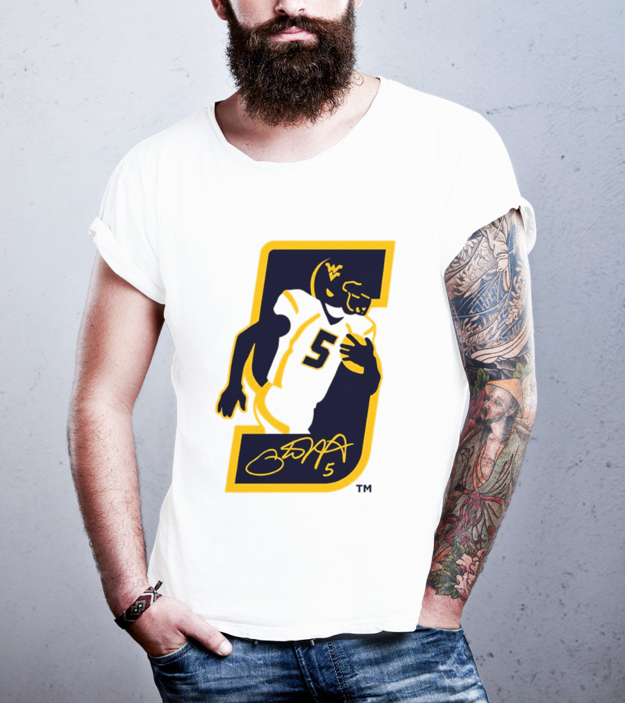 WVU Number 5 Pat White Signature Retirement T-Shirt