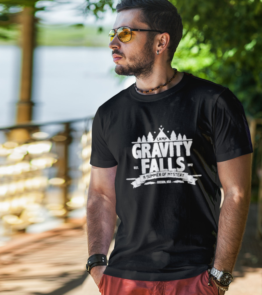 Camp Gravity Falls A Summer Of Mystery Drecon USA Est. 2012 T-Shirt