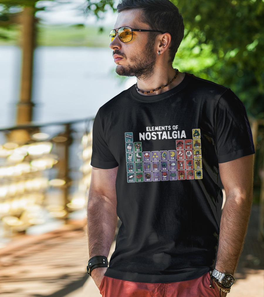 Elements Of Nostalgia 80s 90s Pop Culture Cassette Tape Gaming Toy VHS T-Shirt