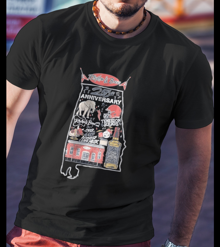 Rhythm & Brews 25th Anniversary Temerson Square Live Music Celebration Over 1000 Nights T-Shirt