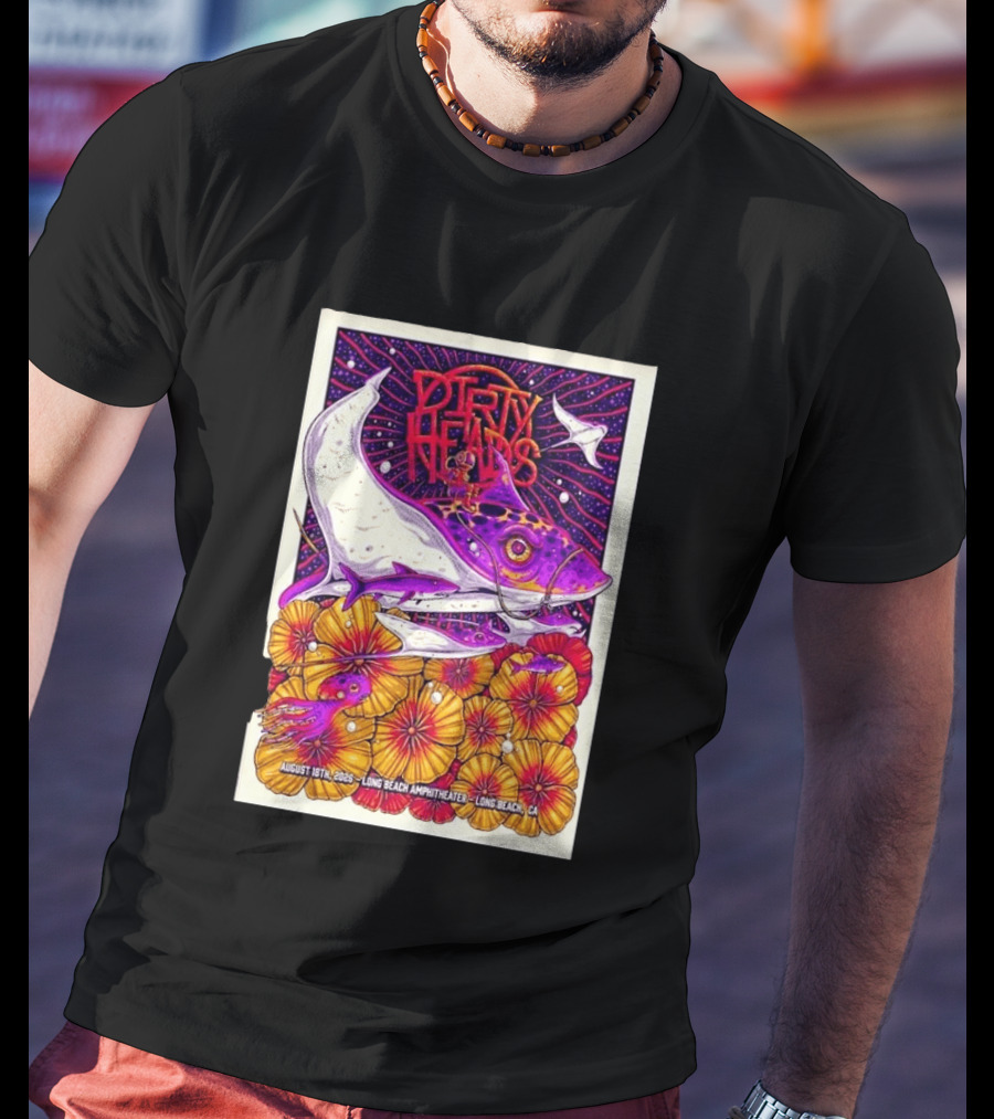 Dirty Heads Long Beach Amphitheater August 18 2026 Vibrant Stingray And Flowers T-Shirt