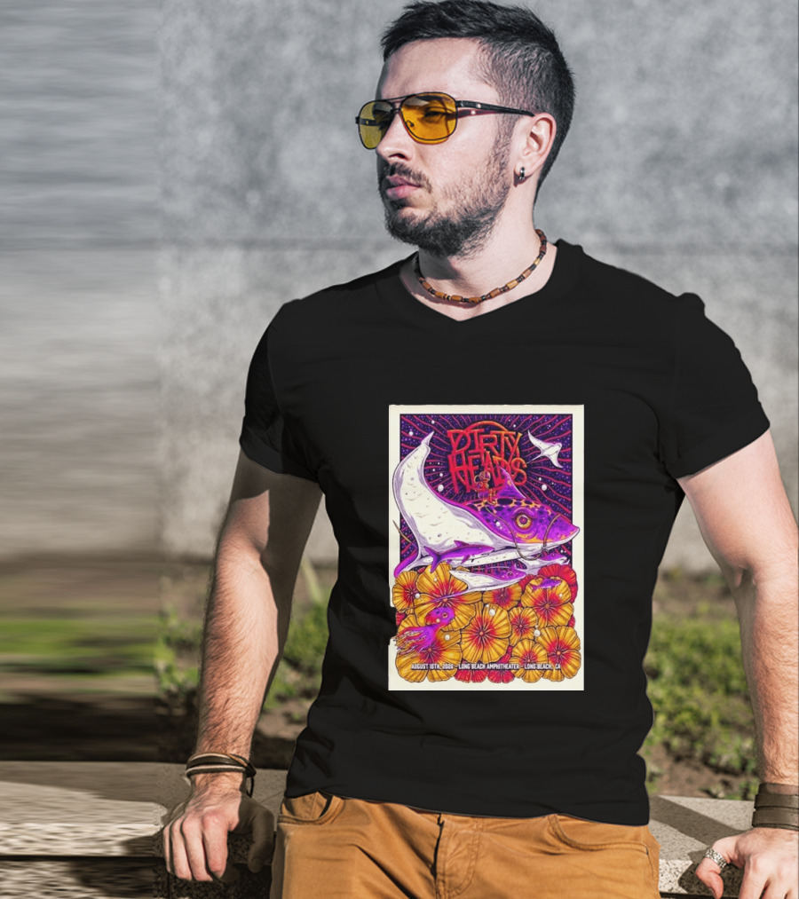 Dirty Heads Long Beach Amphitheater August 18 2026 Vibrant Stingray And Flowers T-Shirt