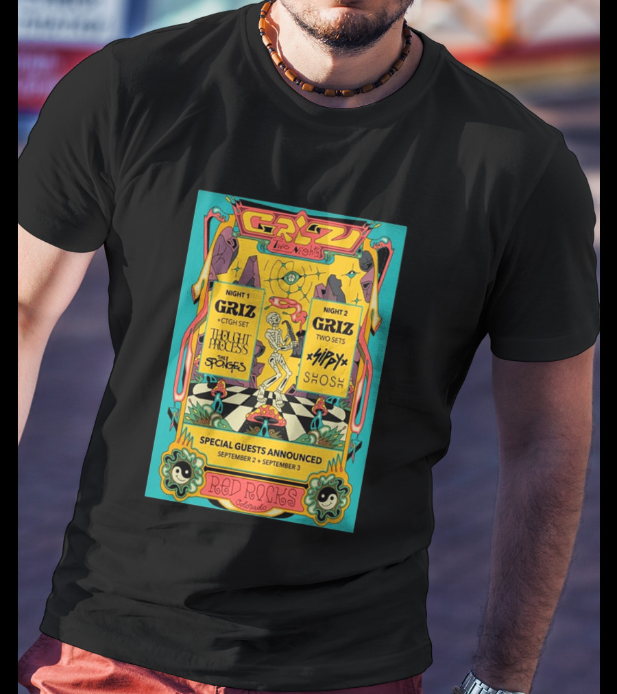 GRiZ Two Nights Red Rocks Amphitheatre Morrison CO Sep 2 3 2026 Special Guests The Sponges Muzzy Shosh T-Shirt