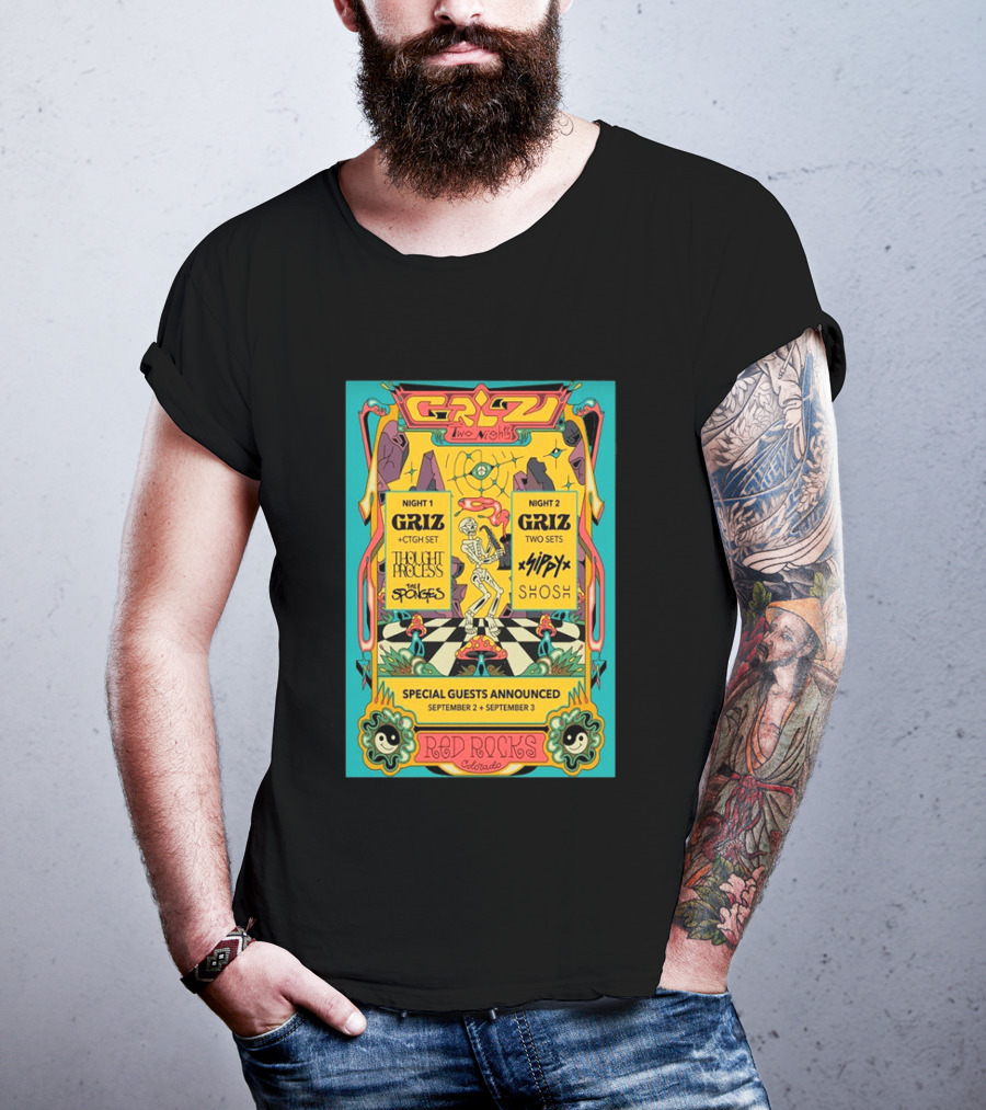 GRiZ Two Nights Red Rocks Amphitheatre Morrison CO Sep 2 3 2026 Special Guests The Sponges Muzzy Shosh T-Shirt