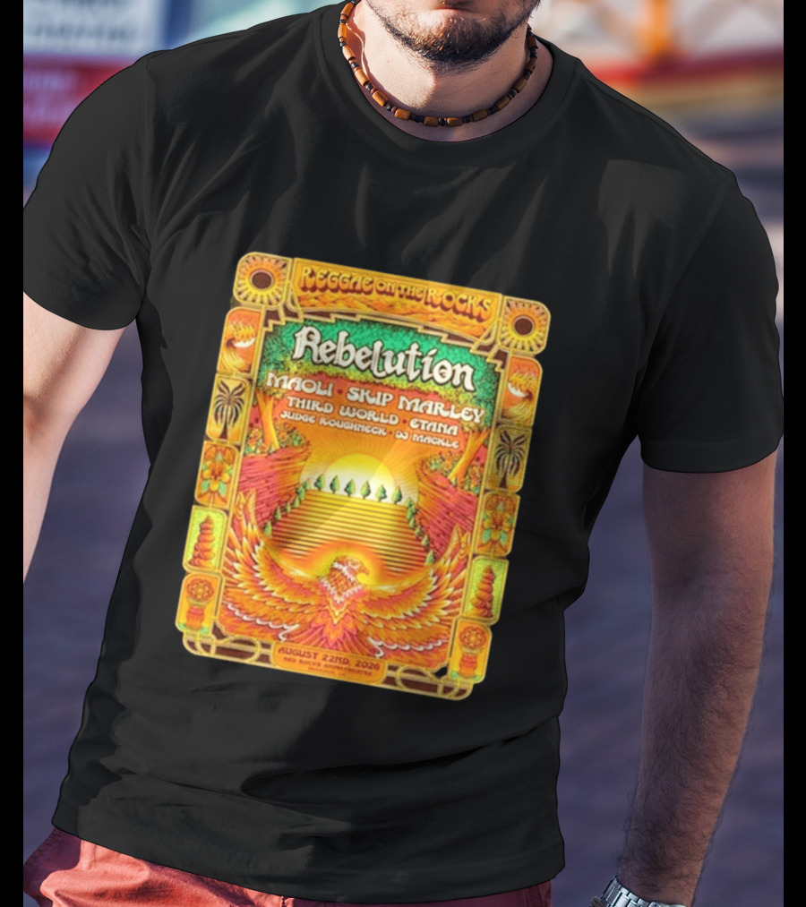 Rebelution Reggae On The Rocks 2026 Maoli Skip Marley Third World Etana August 22nd T-Shirt
