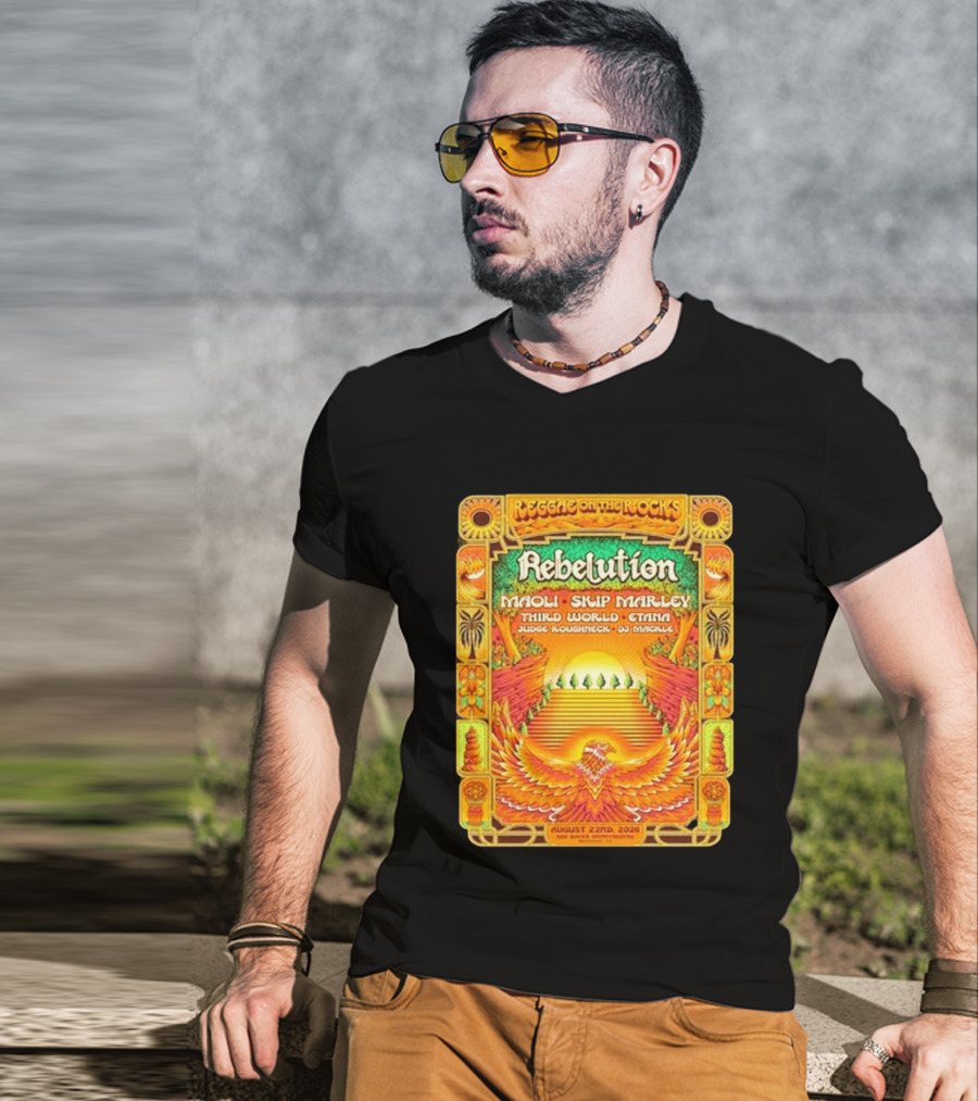 Rebelution Reggae On The Rocks 2026 Maoli Skip Marley Third World Etana August 22nd T-Shirt