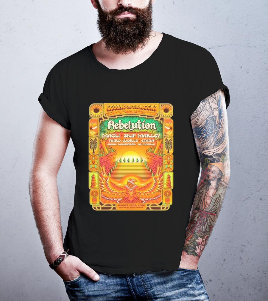 Rebelution Reggae On The Rocks 2026 Maoli Skip Marley Third World Etana August 22nd T-Shirt
