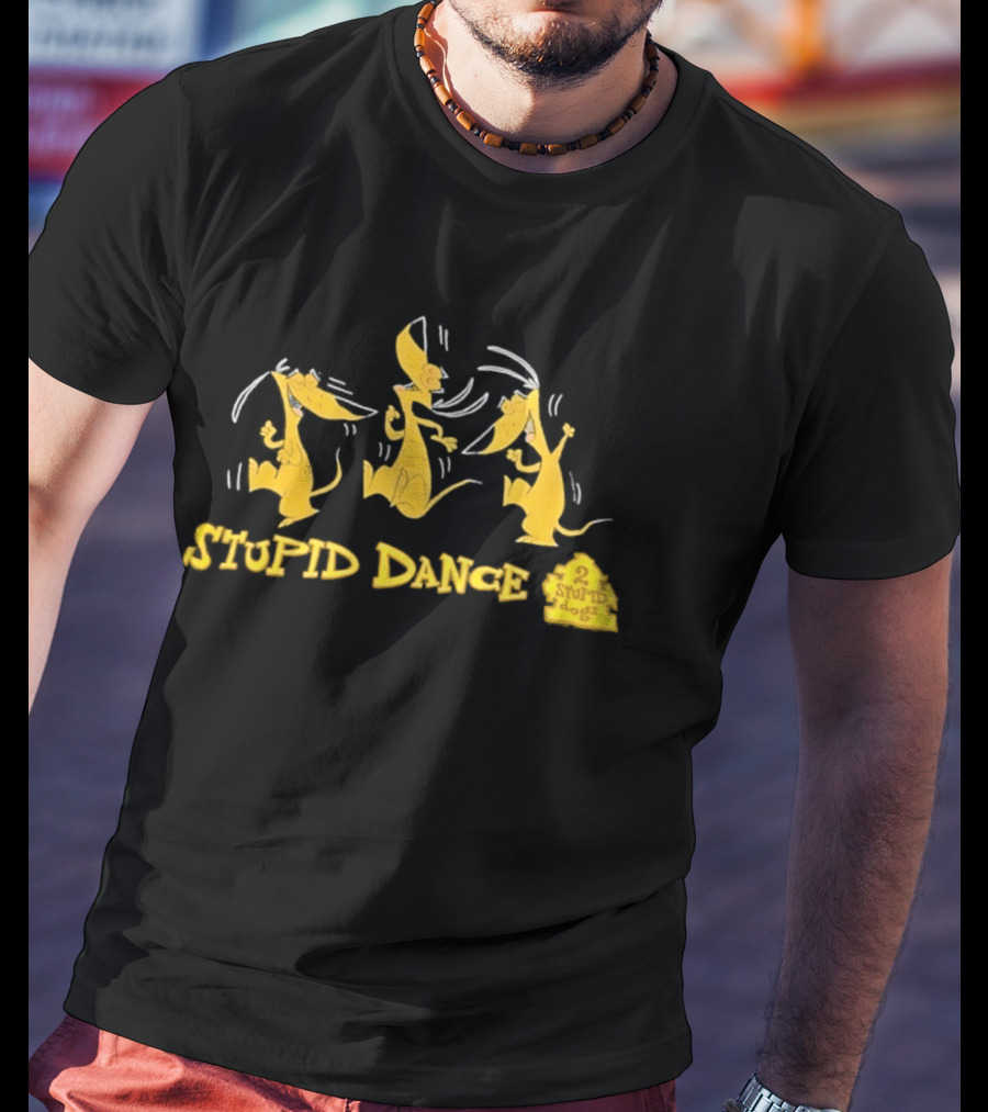 2 Stupid Dogs Stupid Dance Hanna Barbera Animation Vintage 90s Cartoon T-Shirt