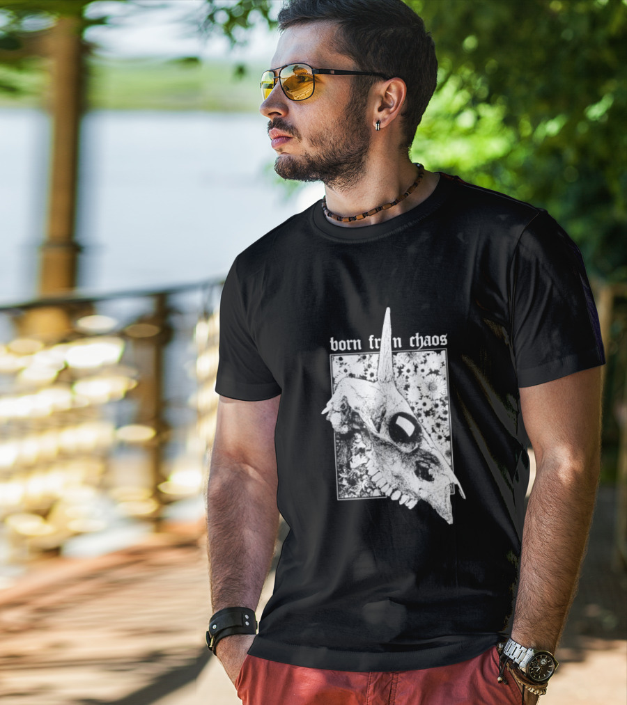 Born From Chaos Animal Skull Floral Gothic Aesthetic T-Shirt