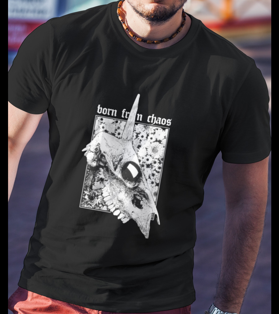 Born From Chaos Animal Skull Floral Gothic Aesthetic T-Shirt