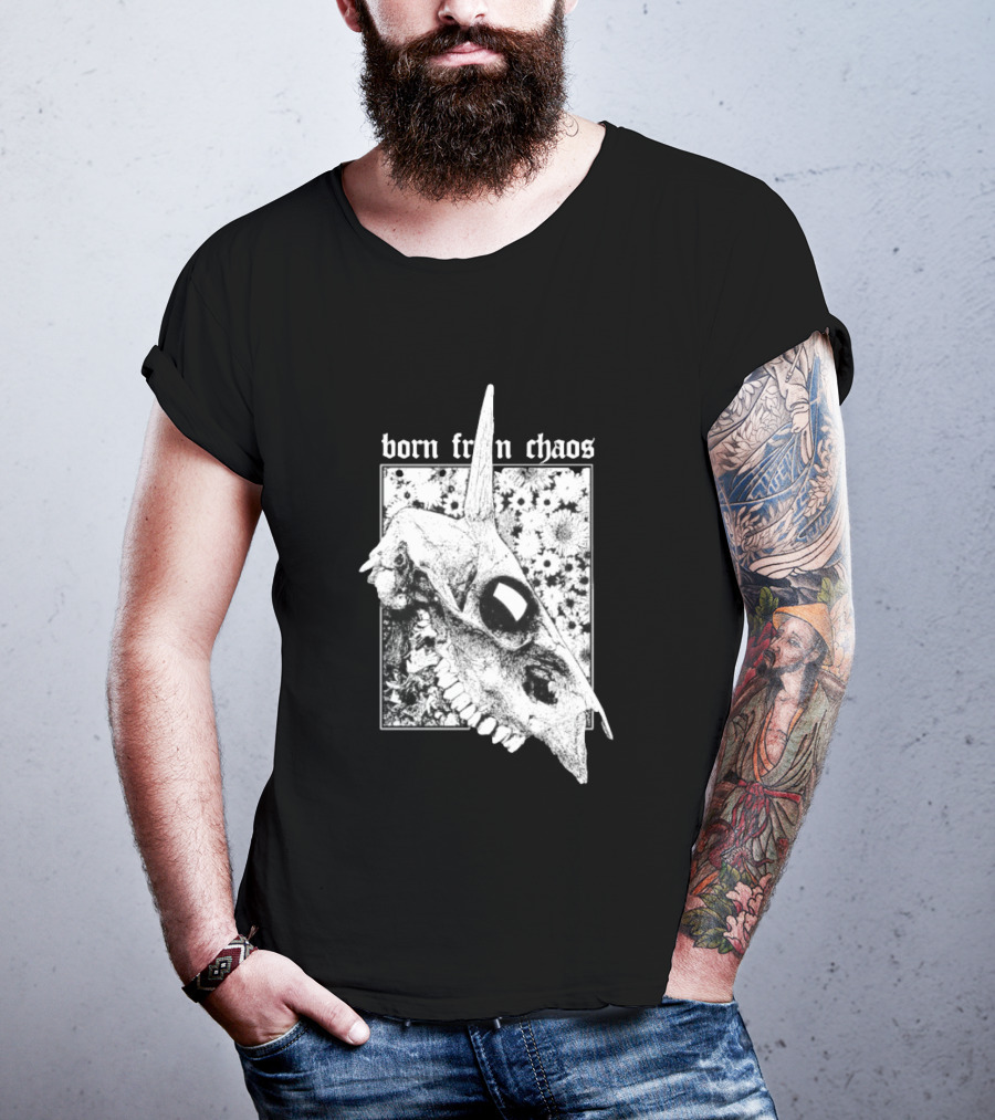 Born From Chaos Animal Skull Floral Gothic Aesthetic T-Shirt