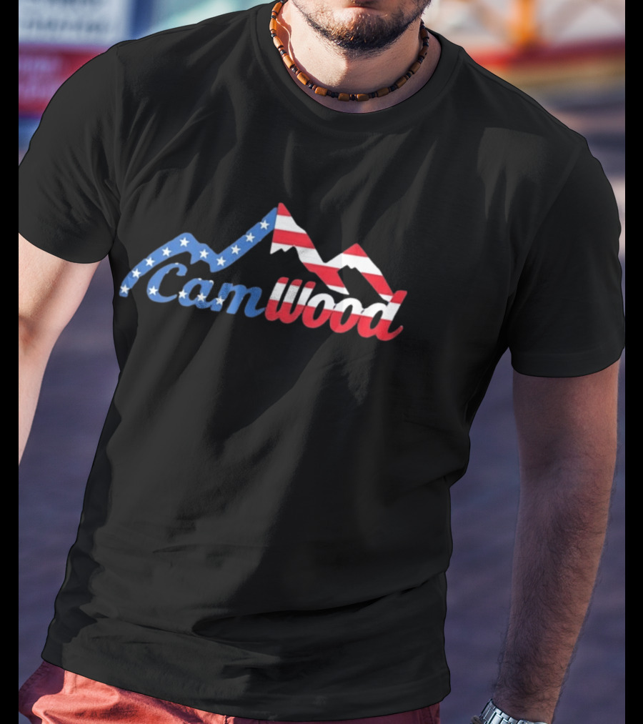 CamWood American Flag Mountain Baseball Training USA Stars And Stripes T-Shirt