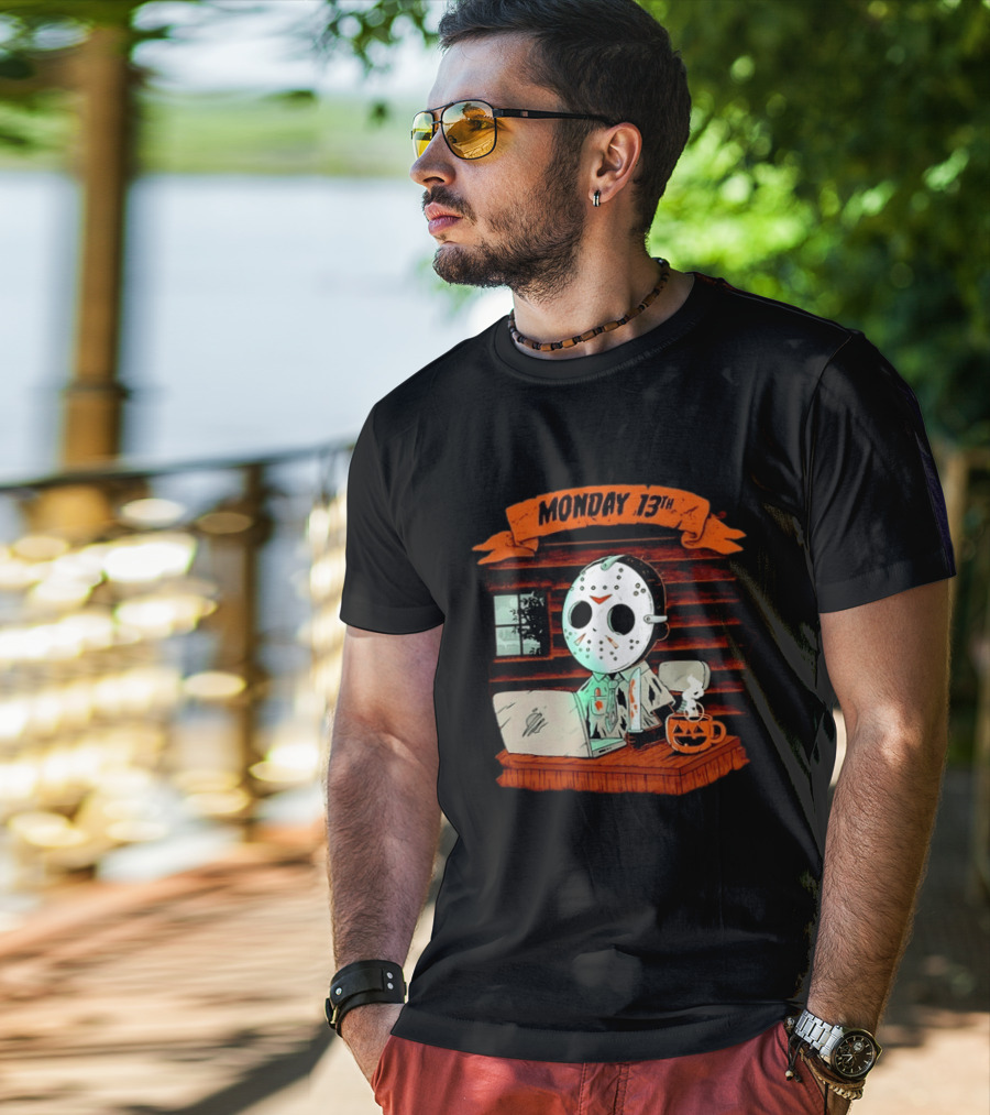 Jason Voorhees Monday 13th Office Work Halloween Horror Movie T-Shirt