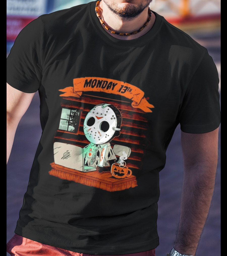 Jason Voorhees Monday 13th Office Work Halloween Horror Movie T-Shirt