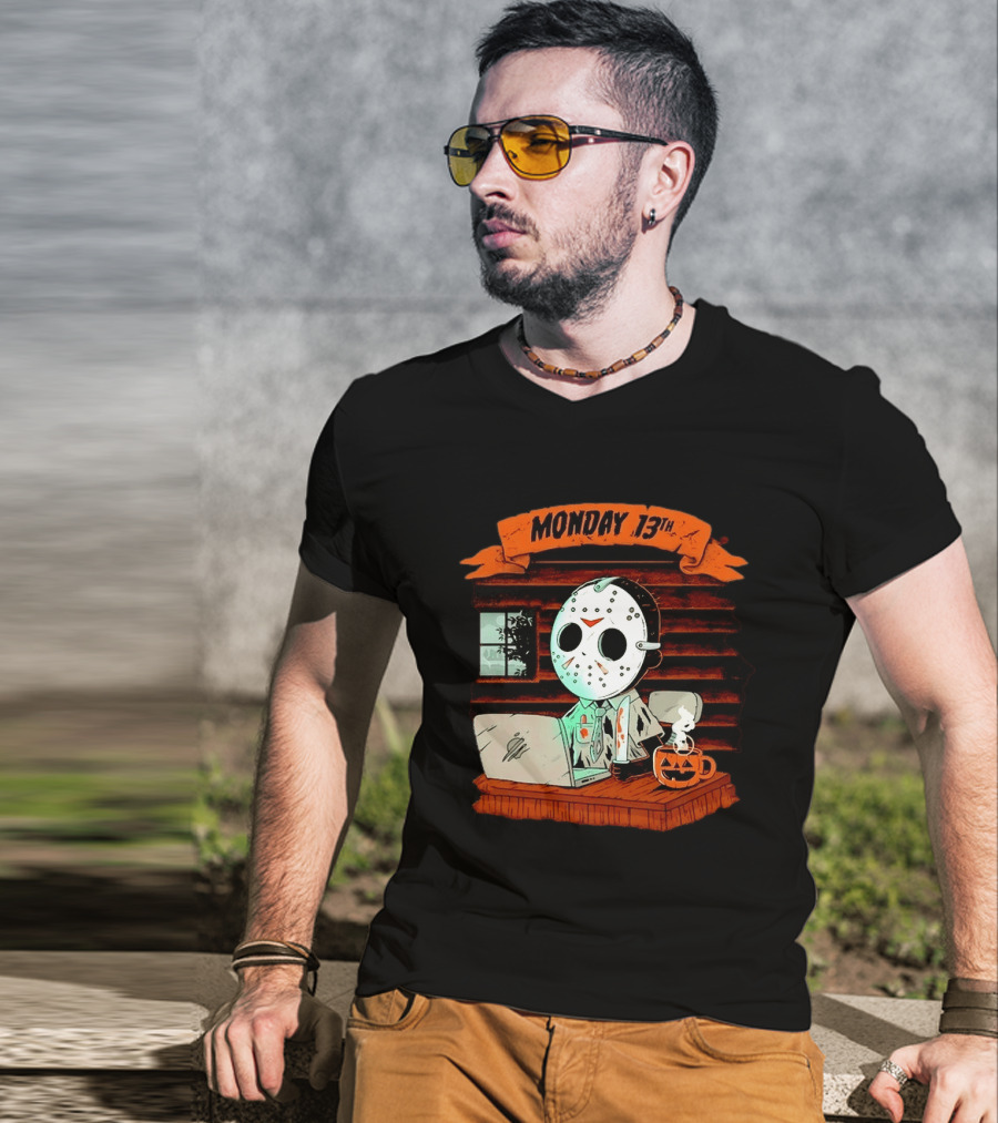Jason Voorhees Monday 13th Office Work Halloween Horror Movie T-Shirt
