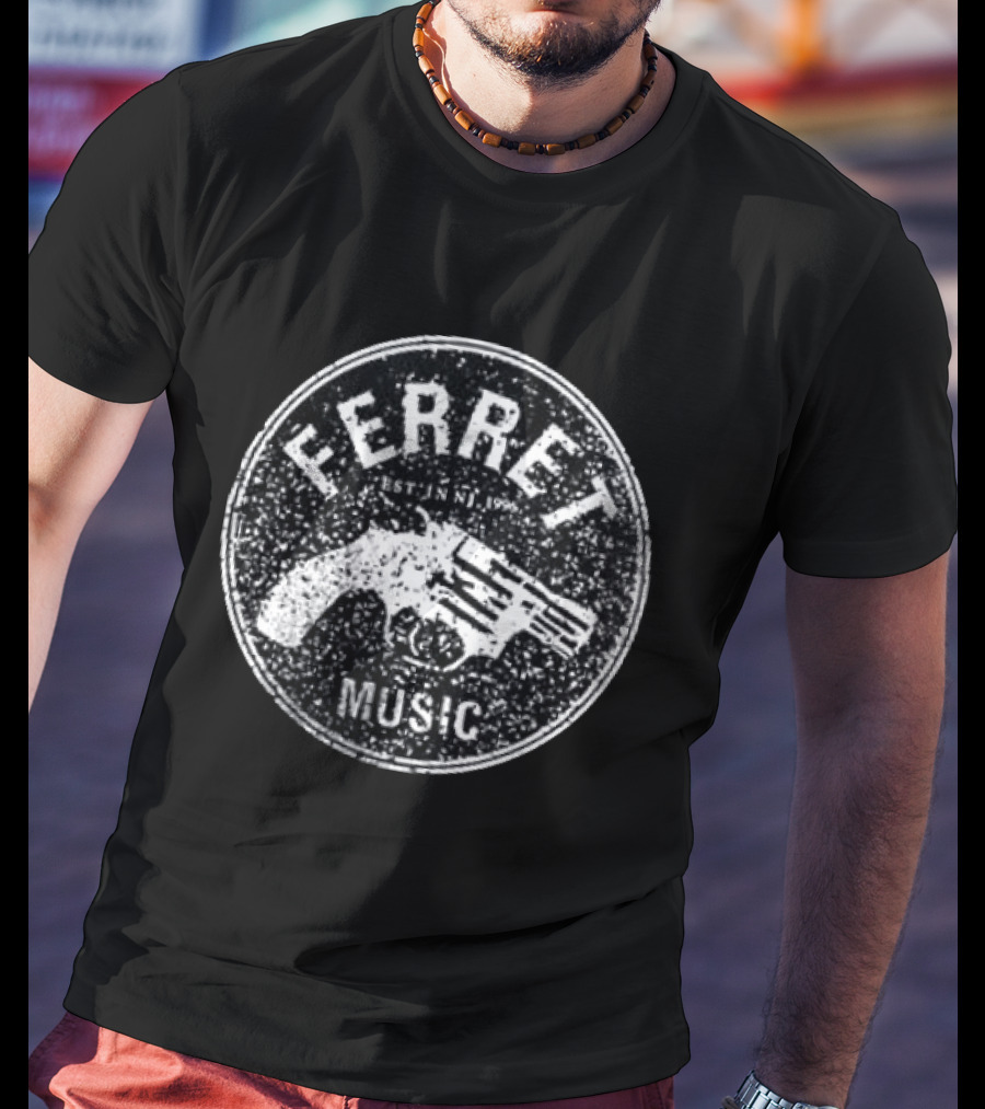 Ferret Music Est NJ 1996 Gun Graphic Circle T-Shirt