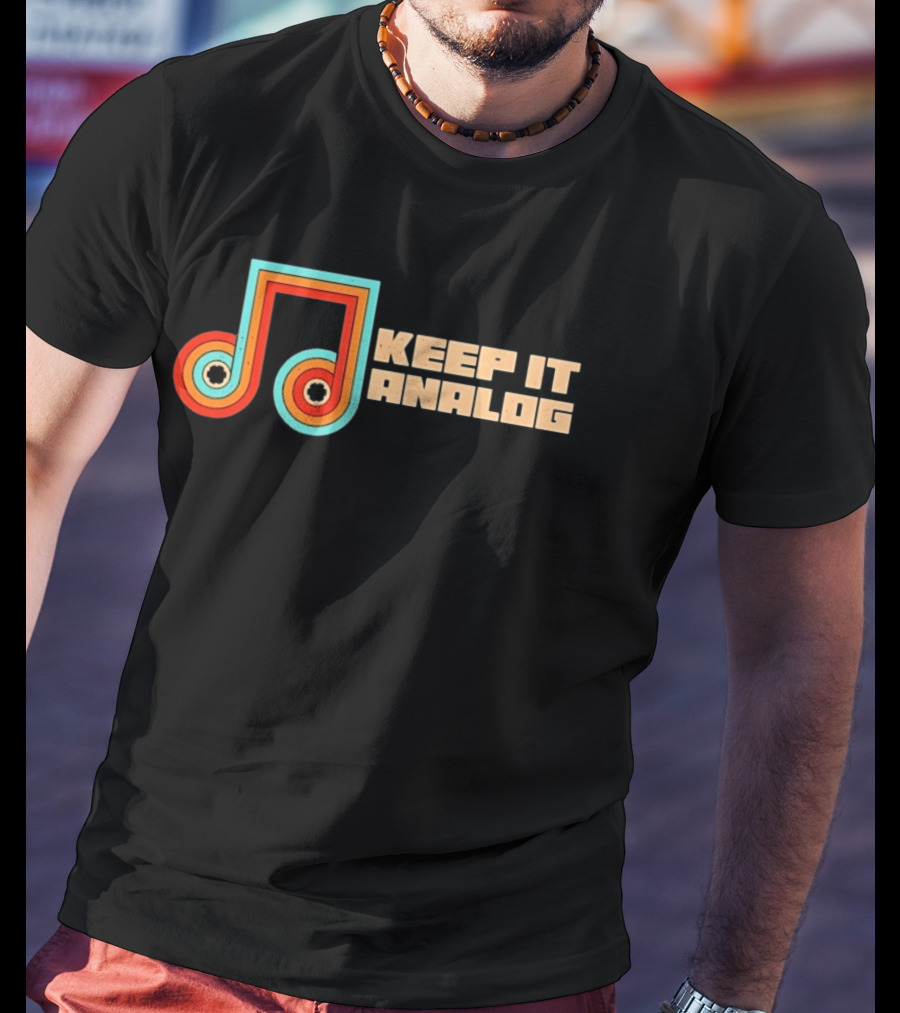 Keep It Analog Retro Cassette Tape Vibes Vintage Music Note T-Shirt