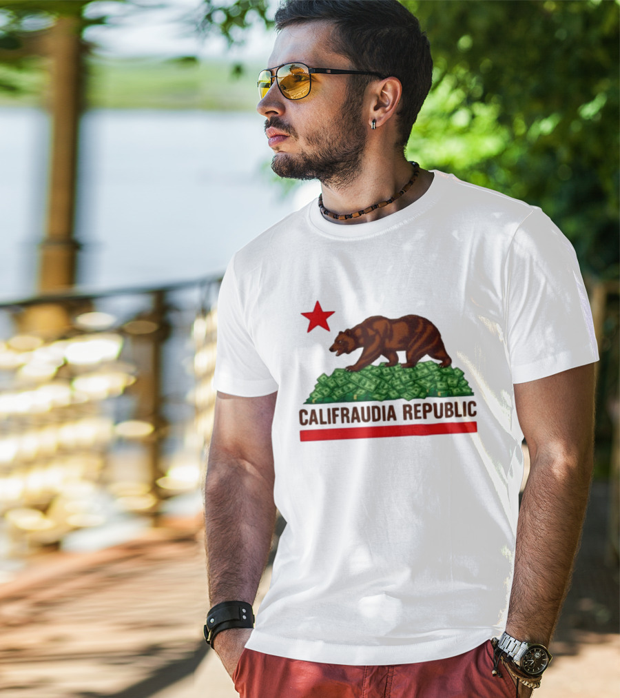 CalifraudIA Republic Bear On Money With Red Star T-Shirt