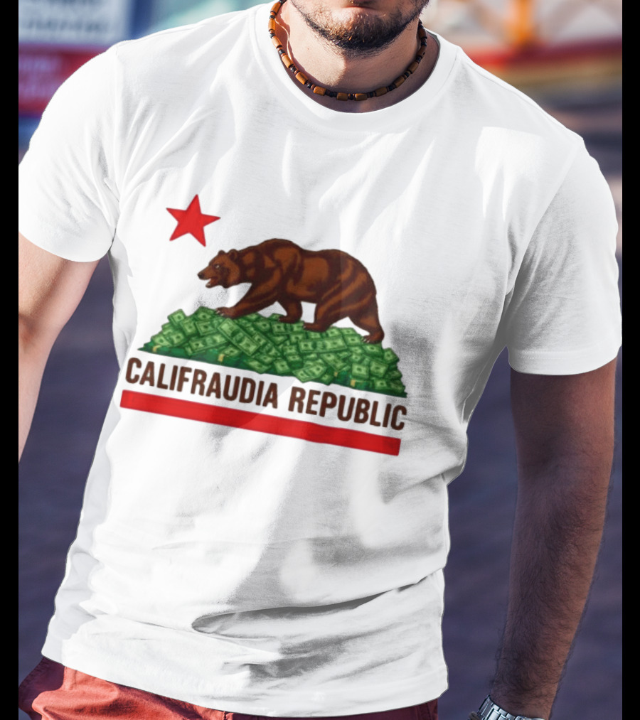 CalifraudIA Republic Bear On Money With Red Star T-Shirt