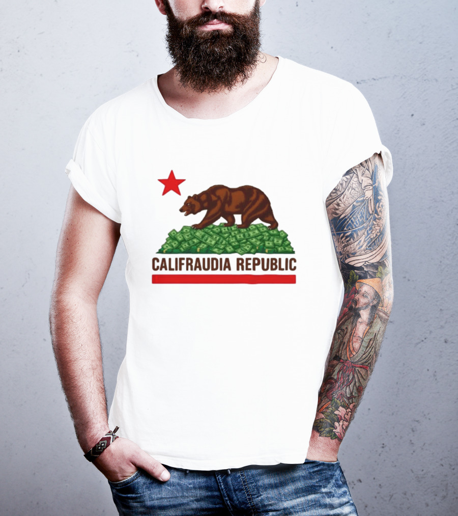 CalifraudIA Republic Bear On Money With Red Star T-Shirt