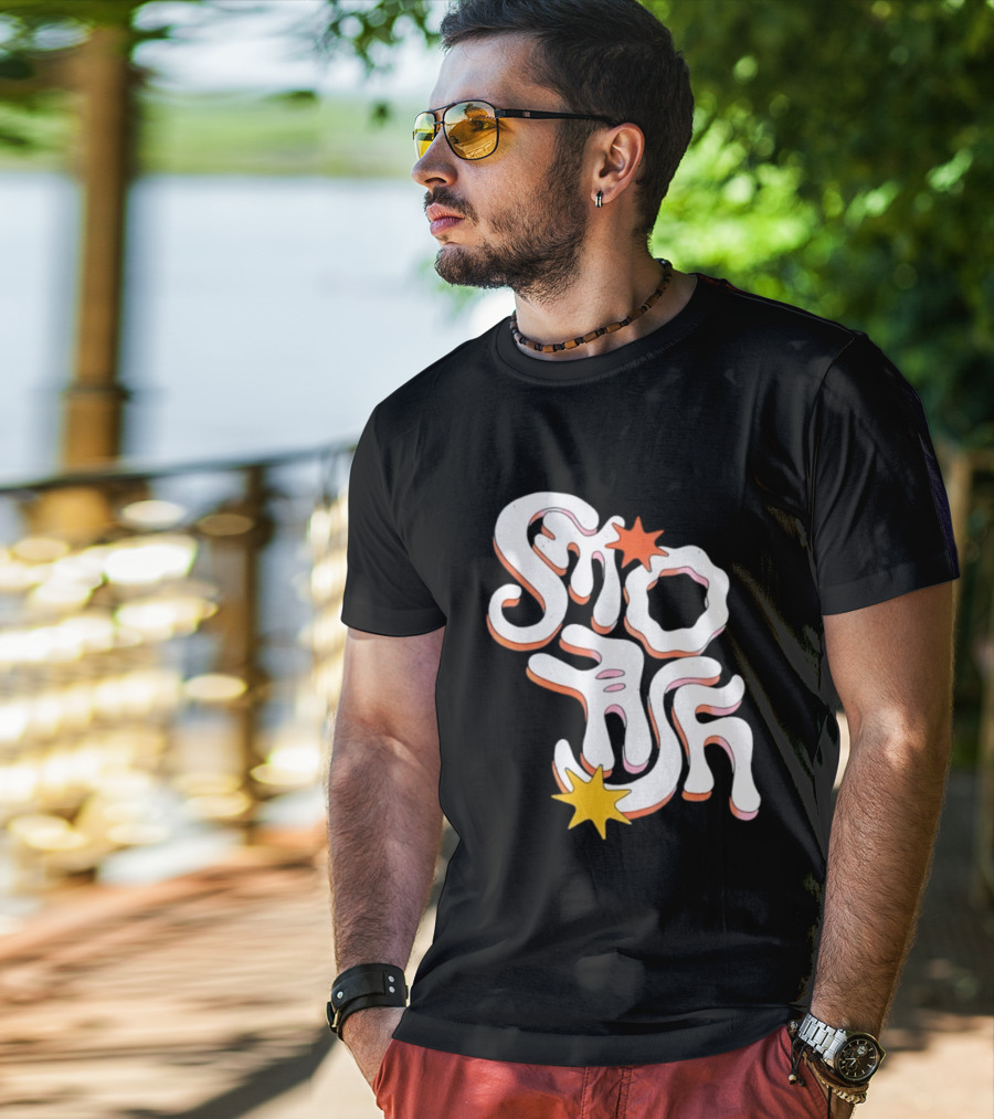 Stash Groovy 70s Retro Psychedelic Style With Stars T-Shirt