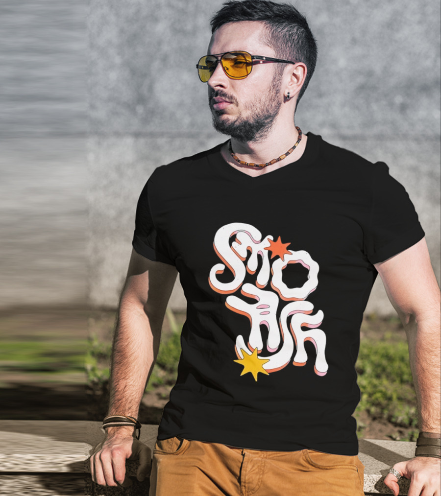 Stash Groovy 70s Retro Psychedelic Style With Stars T-Shirt