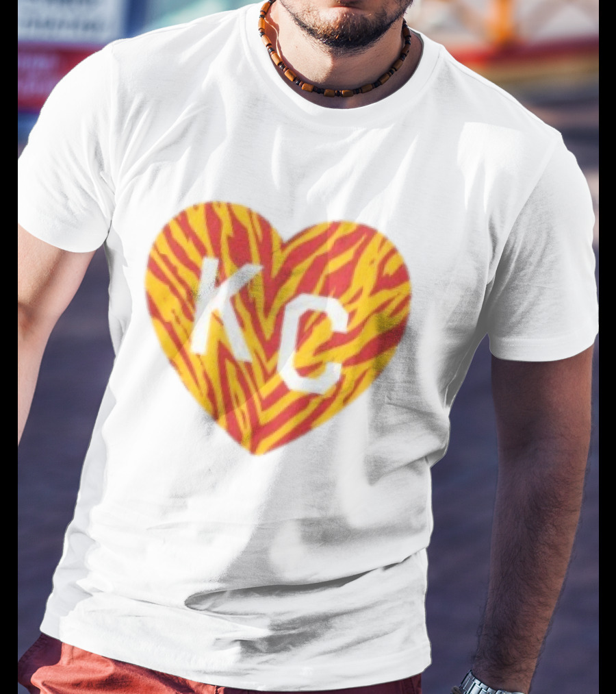 Made In KC Red Yellow Stripes Heart Charlie Hustle T-Shirt