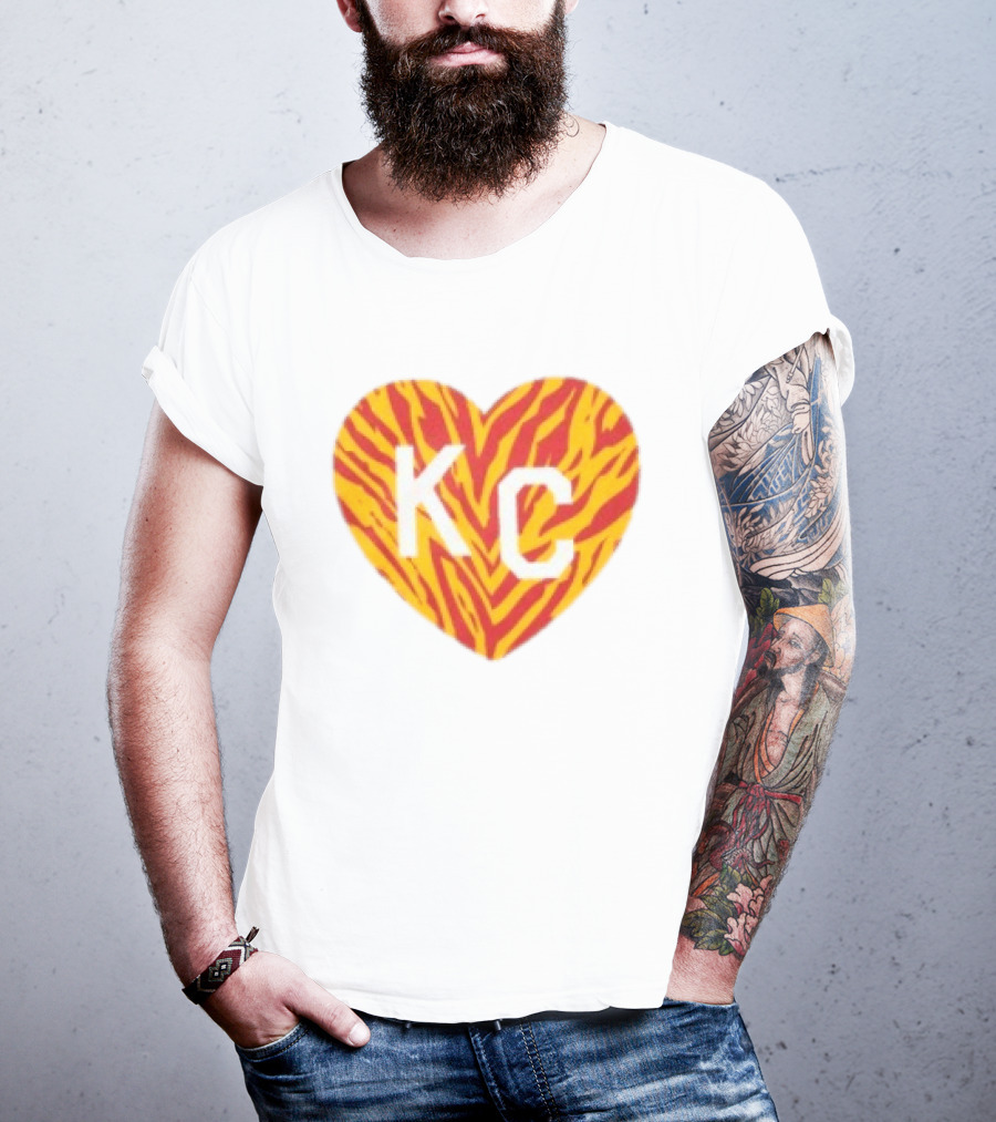 Made In KC Red Yellow Stripes Heart Charlie Hustle T-Shirt