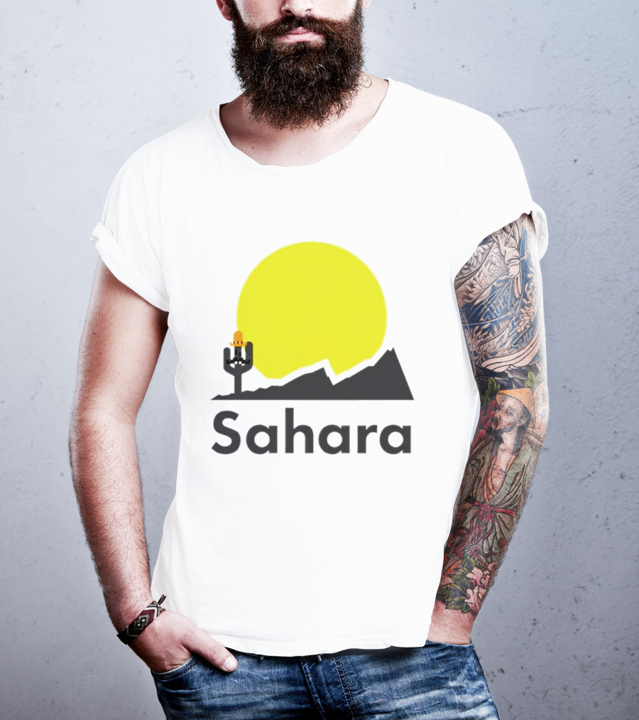 Sahara Desert Cactus Pixel Art With Sombrero Sunset Scene T-Shirt