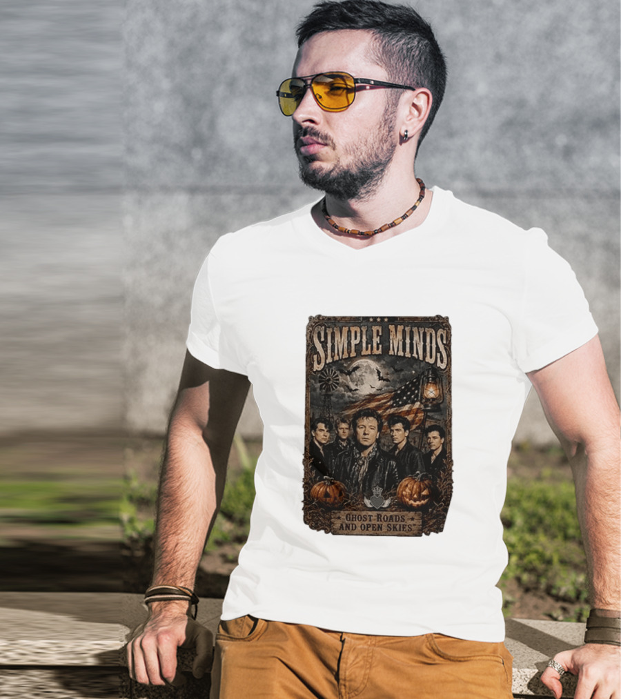 Simple Minds Band Ghost Roads And Open Skies Vintage American Flag T-Shirt