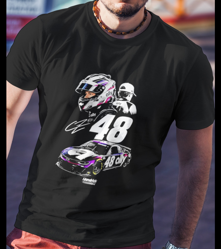 Alex Bowman 48 Ally Racing Helmet Car Hendrick Motorsports T-Shirt