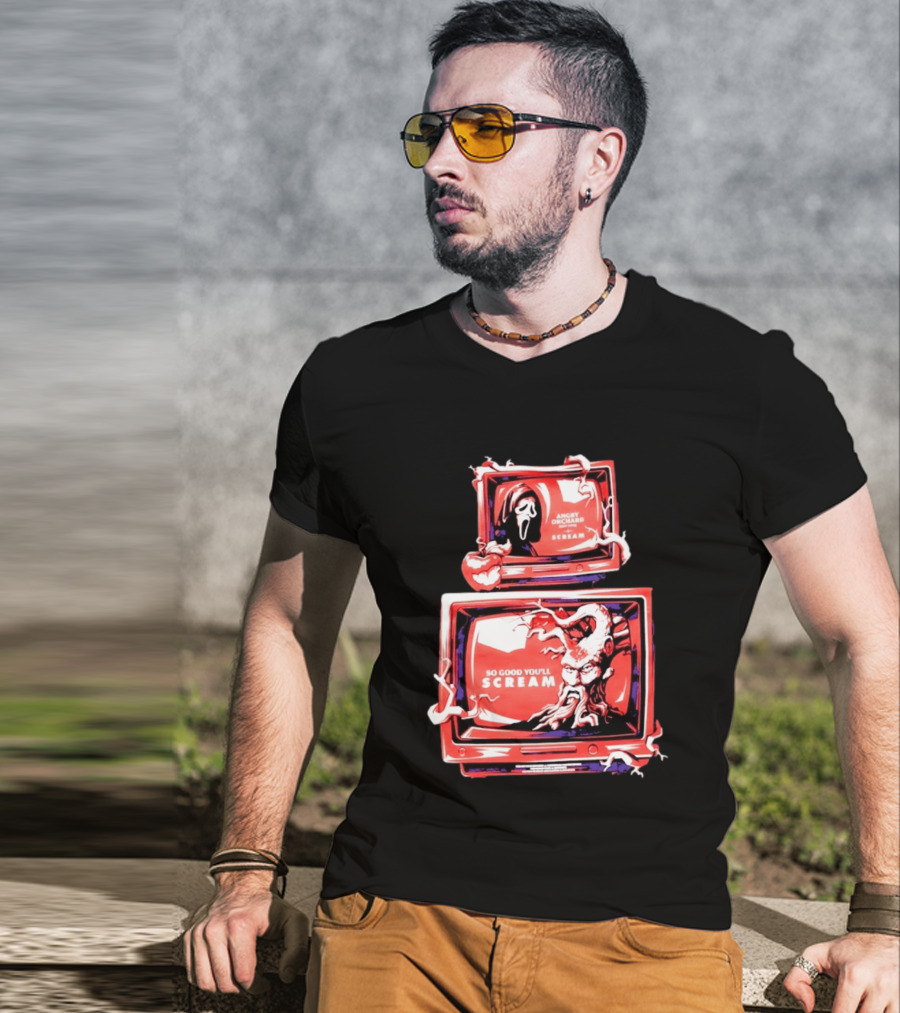 Angry Orchard Hard Cider So Good You'll Scream Retro TV Horror T-Shirt