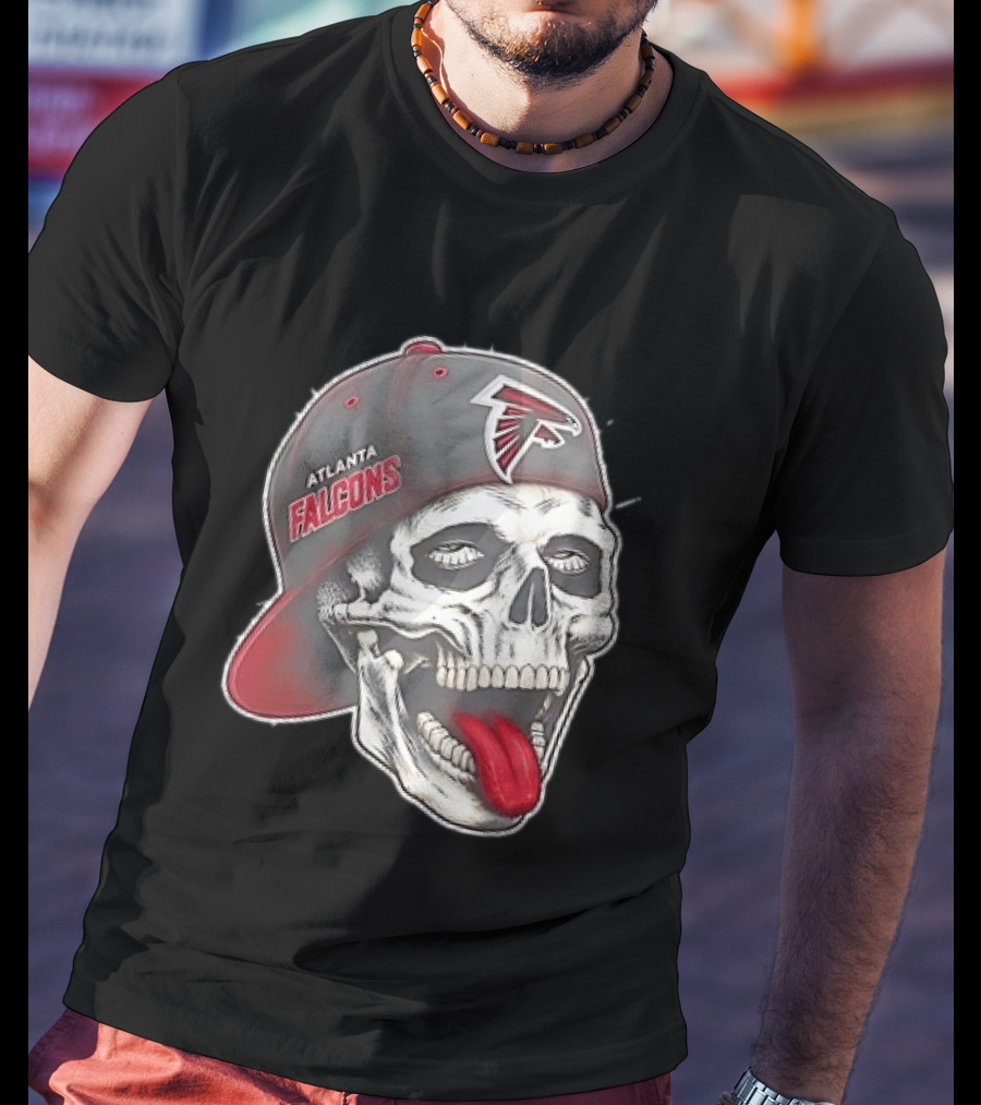 Atlanta Falcons Skull Cap Tongue Out Sports Fan T-Shirt