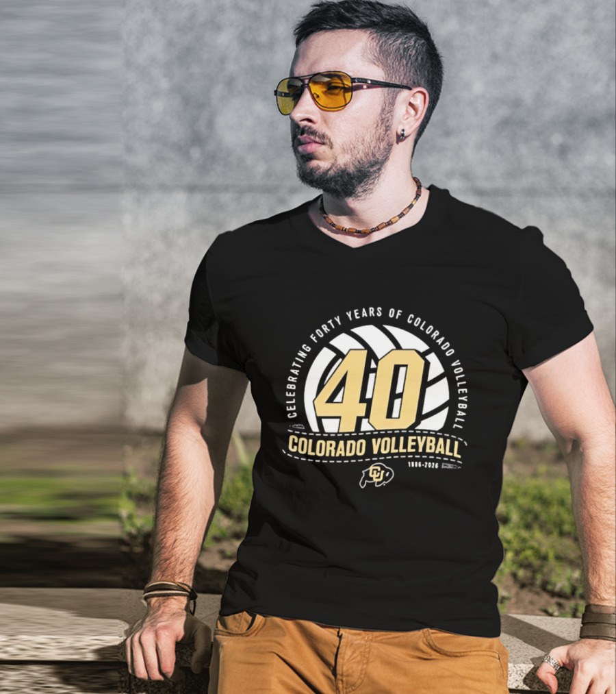 Celebrating Forty Years Of Colorado Volleyball 1986 2026 40th Anniversary Buffs T-Shirt