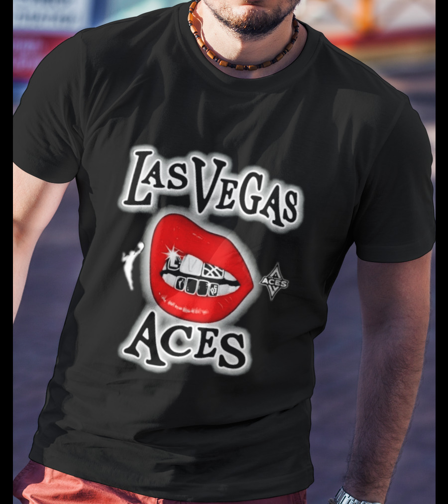 Las Vegas Aces Playa Society Lips WNBA Basketball T-Shirt