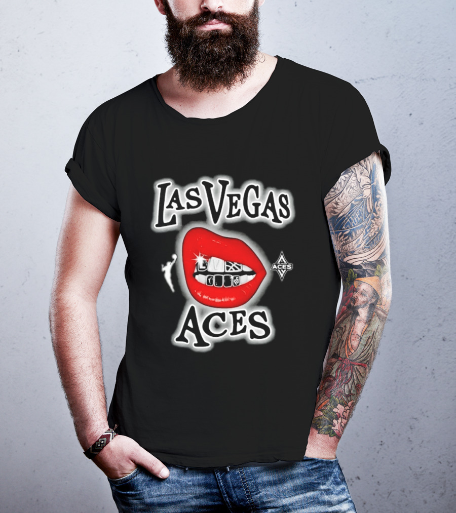 Las Vegas Aces Playa Society Lips WNBA Basketball T-Shirt