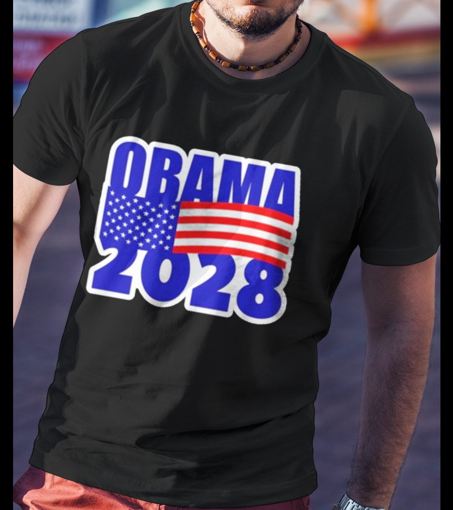 Obama 2028 American Flag Campaign T-Shirt